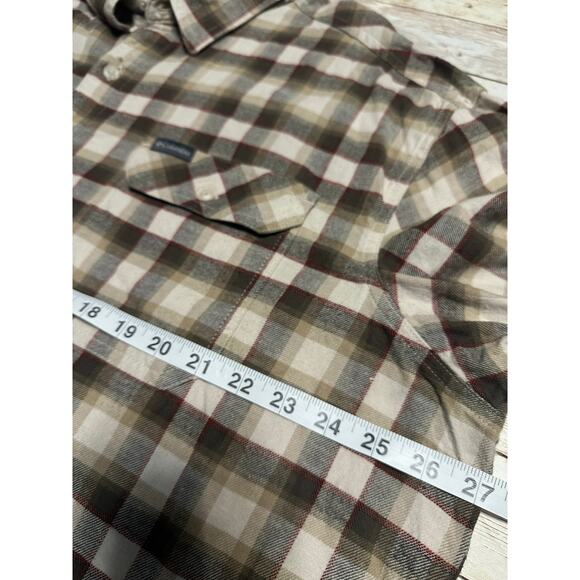 Columbia Plaid Button Up Flannel Shirt Men's XXL Big Brown Neutral Regular Fit - Picture 5 of 6